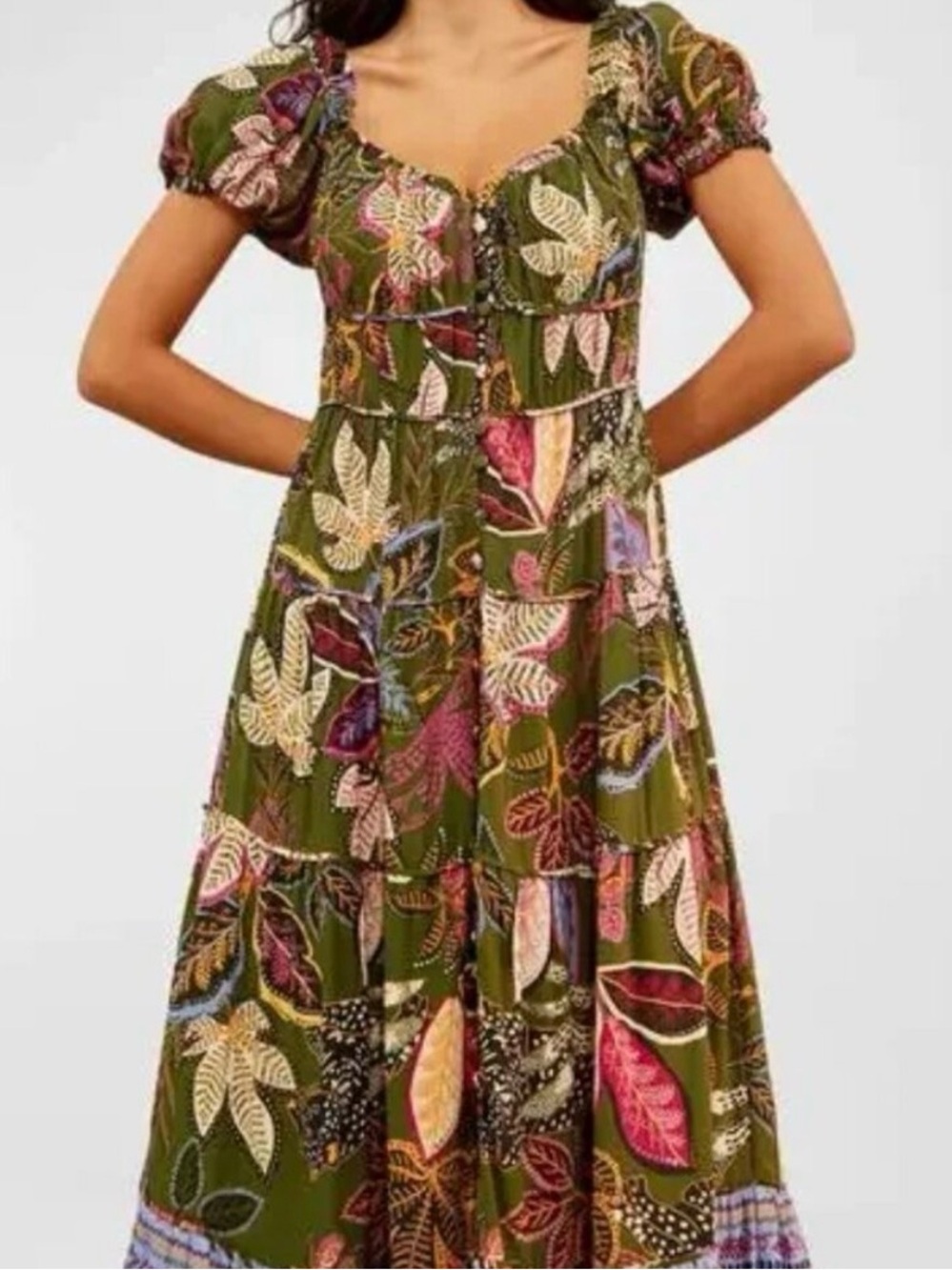 Farm Rio Green Wild Jungle Corset Maxi Dress - Picture 2 of 5
